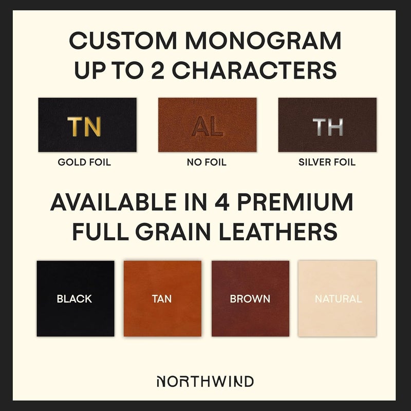 NORTHWIND Personalized Leather Golf Ball Markers (Set of 2) – Monogrammed Full Grain Genuine Leather, Debossed & Handmade in USA – Custom Golf Accessories, Unique Premium Gifts for Men, Dad & Golfers - Image 2